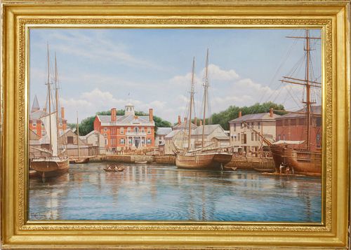 Rodney Charman Oil on Canvas "Derby Wharf, Salem Massachusetts, 1880"
