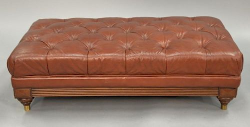 Leather tufted low bench/ottoman. ht. 14 in.; top: 26" x 48"