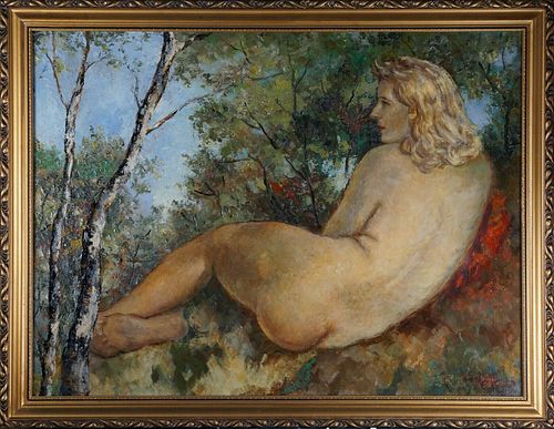 LYING NUDE FEMALE OIL PAINTING