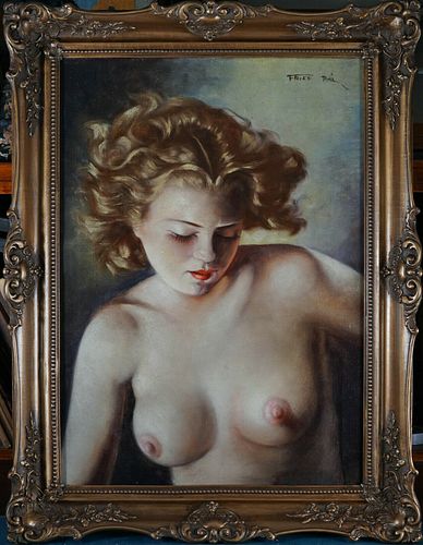 TOPLESS WOMAN OIL PAINTING