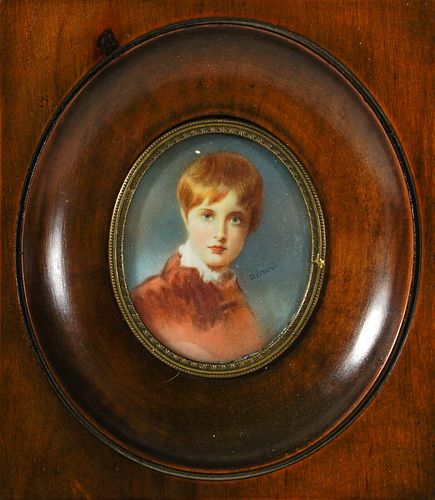 MINIATURE PORTRAIT OF A YOUNG BOY OIL PAINTING