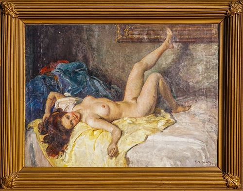 NUDE MODEL OIL PAINTING