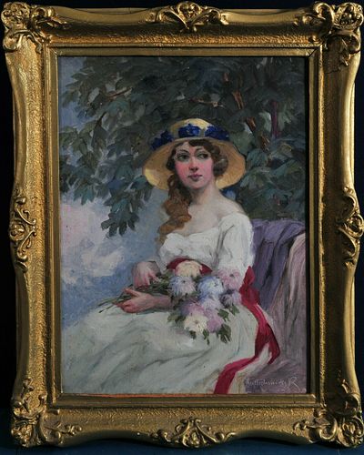 PORTRAIT OF A YOUNG LADY OIL PAINTING