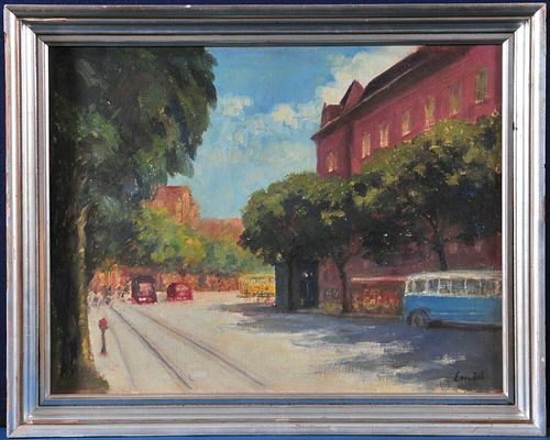 STREET VIEW OF BUDAPEST IN THE DAY OIL PAINTING