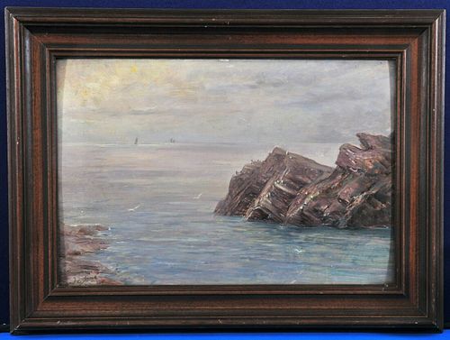 LANDSCAPE OF THE SEASIDE IN ENGLAND OIL PAINTING