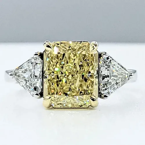 Natural Fancy Yellow Diamond & Diamond Engagement Ring with GIA Report