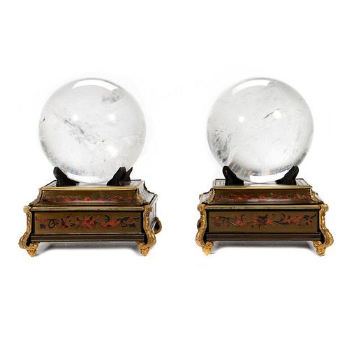 French 19th Century Rock Crystal Balls on Stands