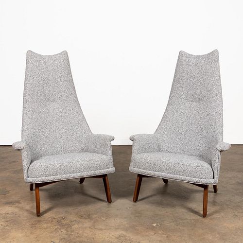 PR, PEARSALL STYLE HIGH BACK MCM ARMCHAIRS