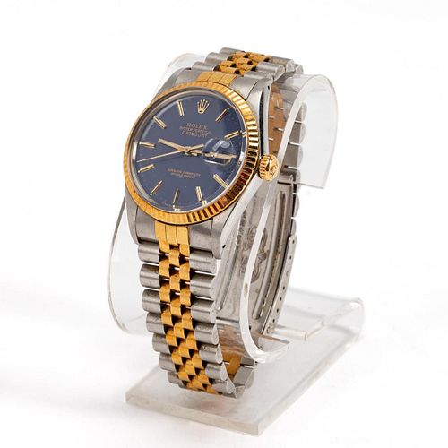 MENS' ROLEX TWO-TONE DATEJUST WITH BLUE DIAL