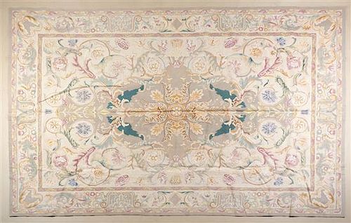 A Textile Needle Point Rug Height 13 1/2