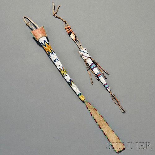 Two Plains Beaded Hide Awl Cases