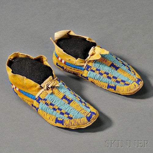 Arapaho Beaded Hide Child's Moccasins