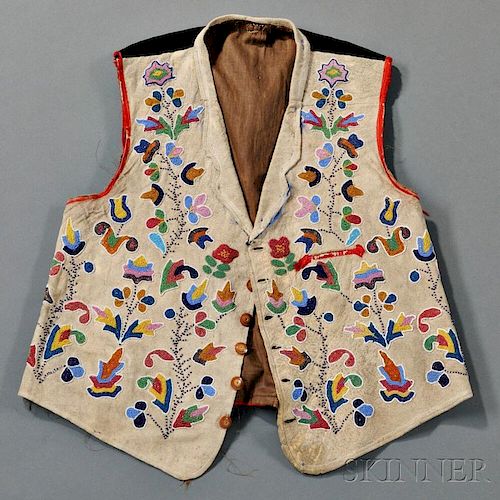 Santee Sioux/Metis Beaded Hide and Cloth Vest