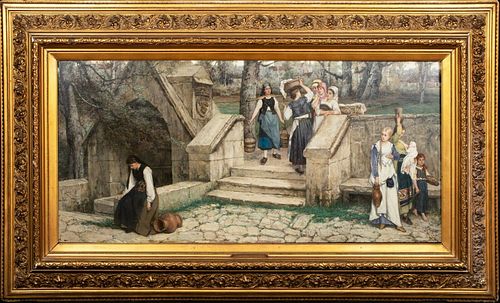 MEDIEVAL MAIDENS OIL PAINTING