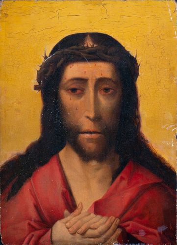CHRIST WEARING THE CROWN OF THORNS OIL PAINTING