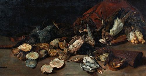 STILL LIFE OYSTERS OIL PAINTING