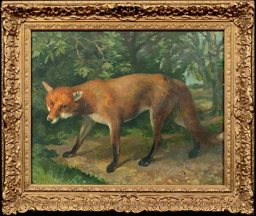 PORTRAIT OF A FOX STUDY OIL PAINTING