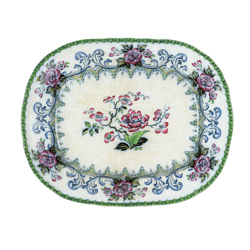 19th C Charles Meigh & Son Floral Serving Platter