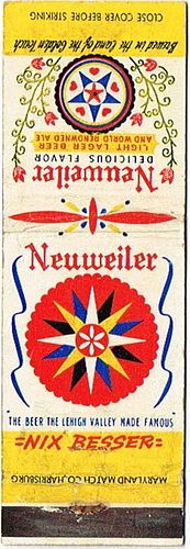 1957 Neuweiler Beer 113mm long PA-NEUWEIL-5 Allentown, Pennsylvania