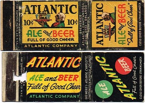 Lot of Two Atlantic Beer/Ale Matchcovers Atlanta, Georgia