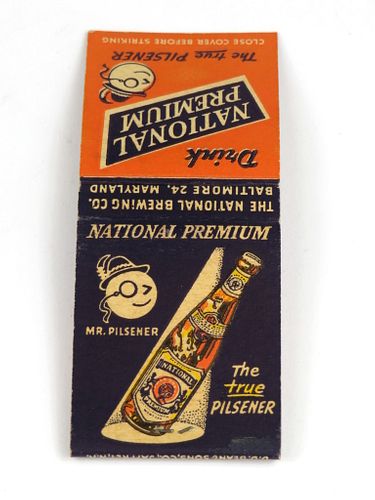 1952 National Premium Beer Full Matchbook MD-NAT-4 Baltimore, Maryland