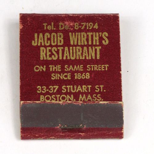 1936 Jacob Wirth's Special Dark Brew Full Matchbook Boston, Massachusetts