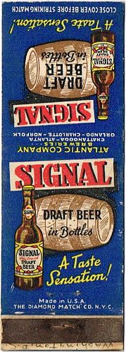 1939 Signal Draft Beer 113mm long TN-ATLANTIC-1 Draft Beer In Bottles Chattanooga, Tennessee