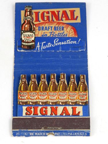 1939 Signal Draft Beer Feature Full Matchbook TN-ATLANTIC-ari Chattanooga, Tennessee