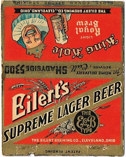 1939 Eilert's Supreme Lager Beer OH-EILERT-BB King Kole Light Royal Brew Cleveland, Ohio