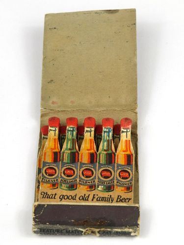 1933 Tivoli Pilsner Beer Feature Full Matchbook Detroit, Michigan