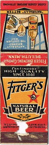 1937 Fitger's Natural Beer 118mm long MN-FIT-4 Duluth, Minnesota