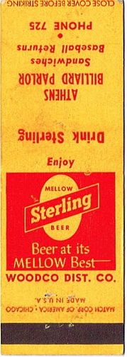 1965 Sterling Beer IN-STERL-4 Athens Billiard Parlor Athens Illinois Evansville, Indiana