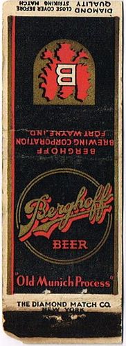 1933 Berghoff Beer Dupe 114mm long IN-BERG-2 Fort Wayne, Indiana
