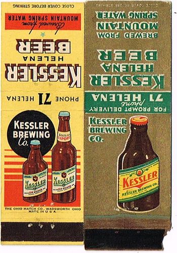 Lot of Two Kessler Beer Matchcovers Helena, Montana