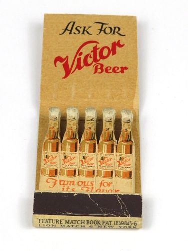 1933 Victor Beer Full Matchbook PA-VICTOR-3 Jeannette, Pennsylvania