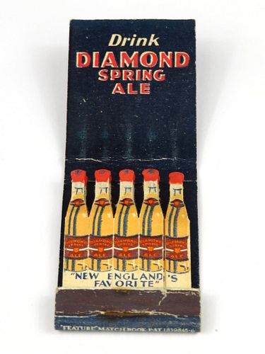 1933 Diamond Spring Ale Feature Full Matchbook Lawrence, Massachusetts