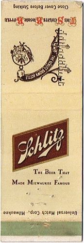 1957 Schlitz Beer 113mm long WI-SCHLITZ-GH.1 The Schlitz Brown Bottle Guest Hall Milwaukee, Wisconsin