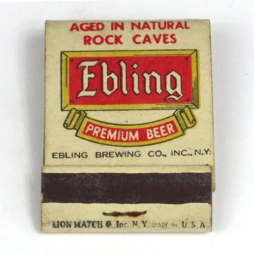 1942 Ebling Premium Beer Full Matchbook NY-EBLING-2 New York