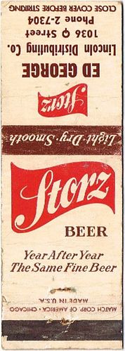 1949 Gold Crest Beer 113mm long NE-STORZ-11 Ed George Lincoln Distributing Co. Omaha, Nebraska