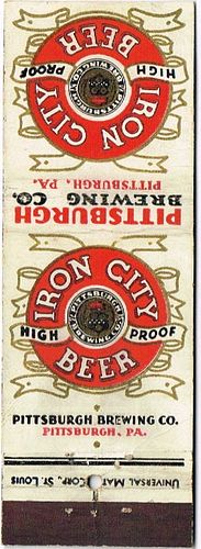 1933 Iron City Beer 113mm long PA-PBI-1 Trimmed? Pittsburgh, Pennsylvania