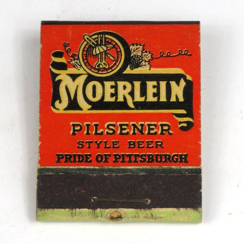 1934 Moerlein Lager Beer Full Matchbook PA-DERBY-1 Pittsburgh, Pennsylvania