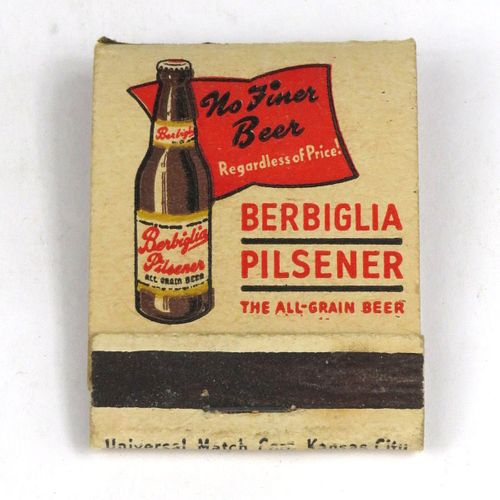 1945 Berbiglia Pilsener Beer Full Matchbook MO-FISCH-4 Saint Charles, Missouri
