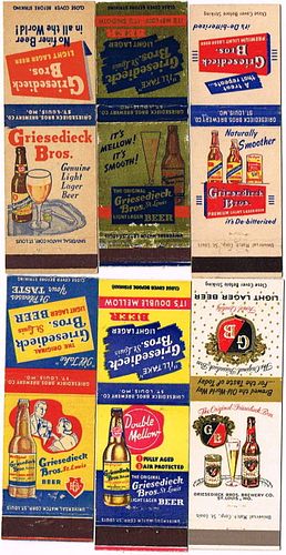 Lot of Six Griesedieck Bros. Beer Matchcovers Saint Louis, Missouri 