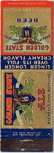 1935 Golden State Ale/Beer 115mm long CA-SF-2 San Francisco, California