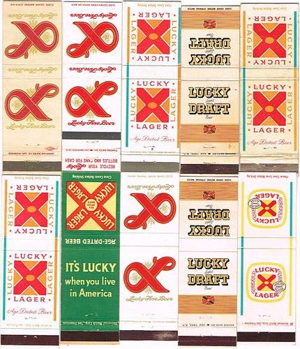 Lot of Ten Lucky Lager Matchcovers San Francisco, California 