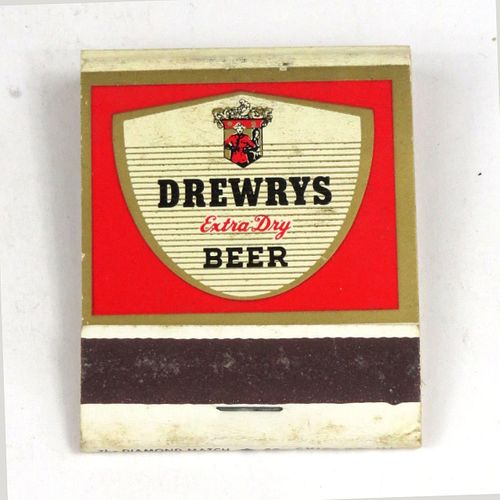 1958 Drewrys Extra Dry Beer Full Matchbook IN-DREW-2 South Bend, Indiana