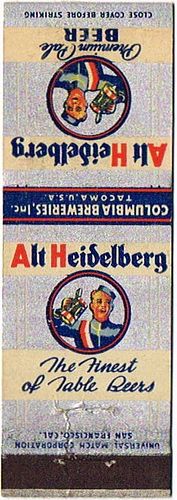 1948 Alt Heidelberg Beer 110mm long WA-COL-1 Tacoma, Washington