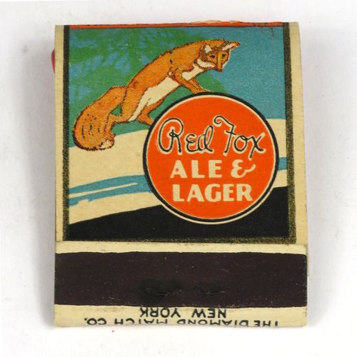 1933 Red Fox Ale & Lager Beer Full Matchbook CT-LARGAY-1 Waterbury, Connecticut