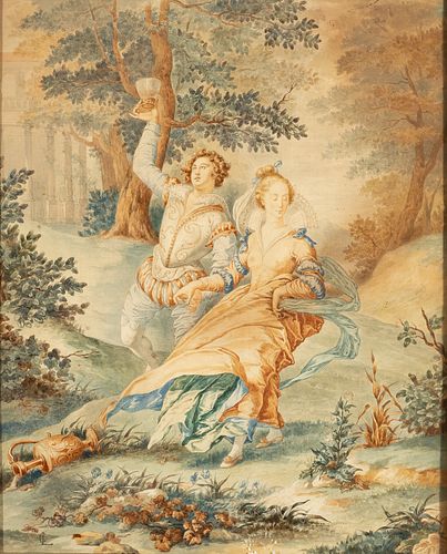 Watercolor of a Gallant Scene, French Romanticist school of the XVIII XIX centuries (circa 1750-1850)