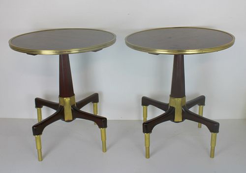 Pair of Gilt Metal and Mahogany Pedestal Tables.
